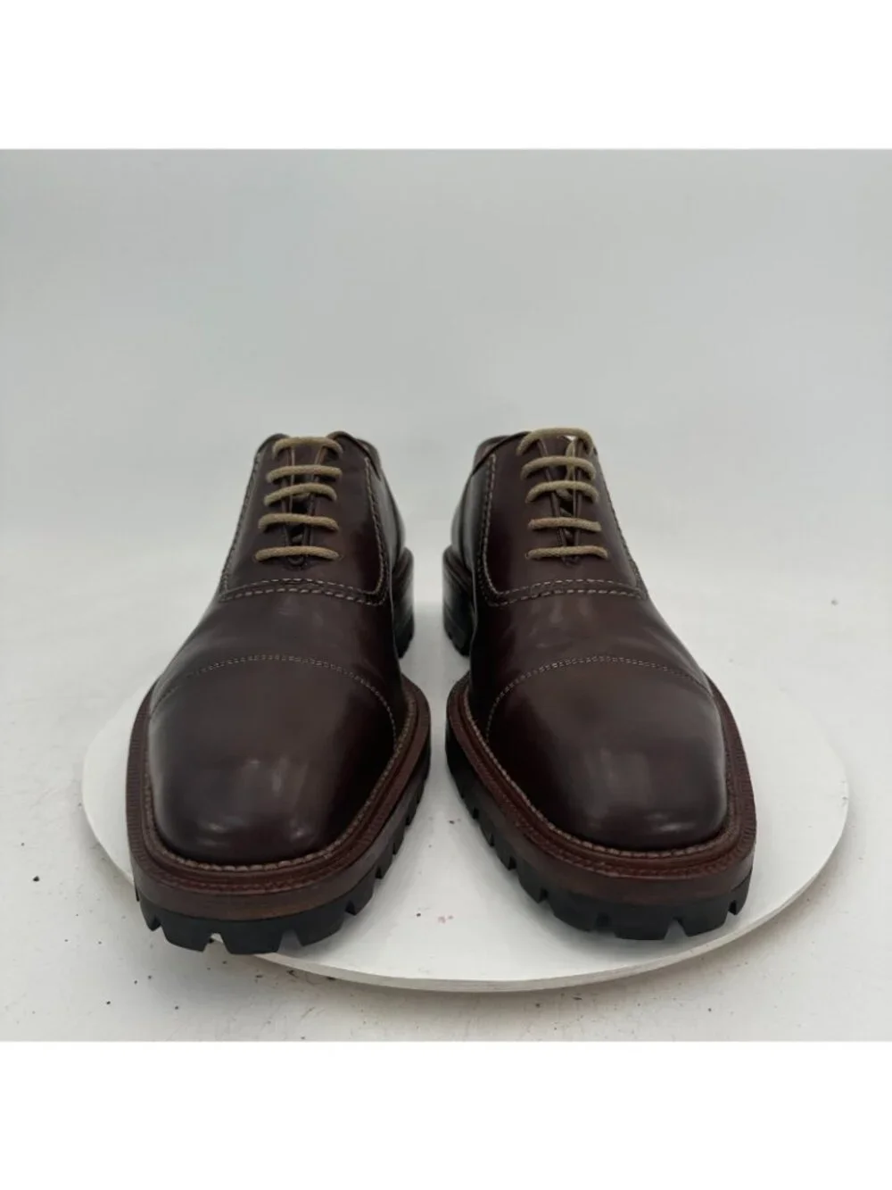 Bruno Magli Platinum Larkin Men Size 10M Brown Leather Lugged Cap Toe Shoes